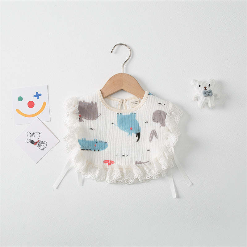 Baby Printed Pattern Lace Belt Design Bibs For Newborn Baby