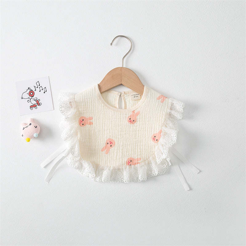 Baby Printed Pattern Lace Belt Design Bibs For Newborn Baby