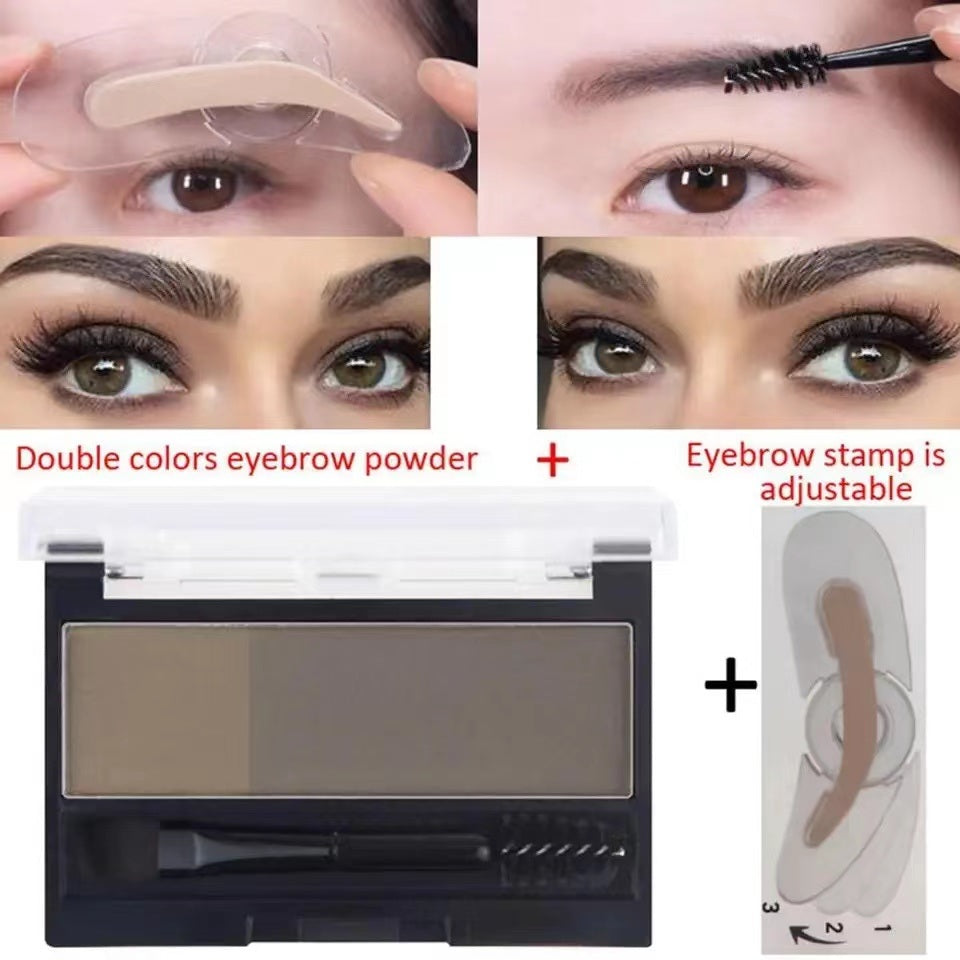 2 in 1 3D Eyebrow Powder Professional Makeup Palette Eyebrow with Eye Brush Enhancers Eye Brows Shadow Make Up Stamp Brow Powder
