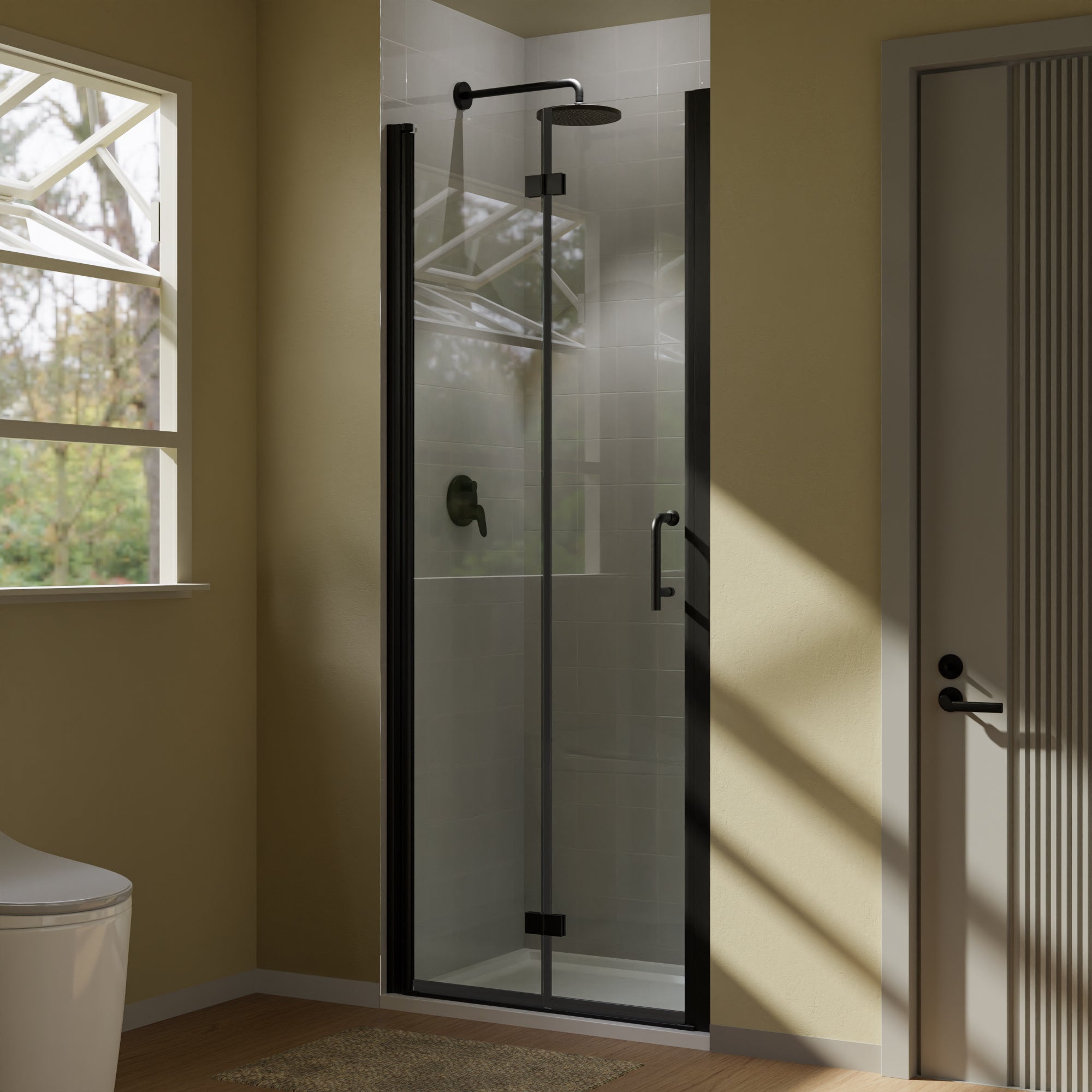 30-31.5 in.W x 72 in.H Bifold Frameless Glass Shower Door,1/4 in. Fold Clear Glass Shower Panel Pivot Swing Shower Doors,Chrome Finish,Reversible Installation