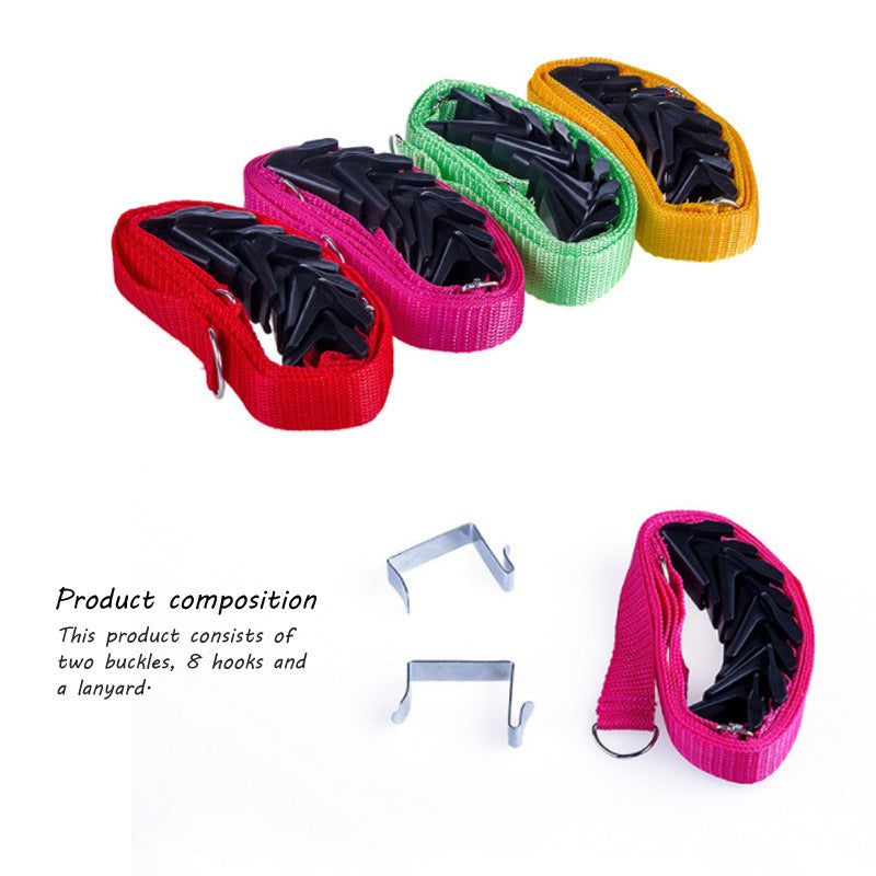 Multipurpose Stainless Steel Hook Back Hook Over Door Straps Hanger Nylon Belt Coat Rack Organizer Hat Bag Clothes Key 8 Hooks