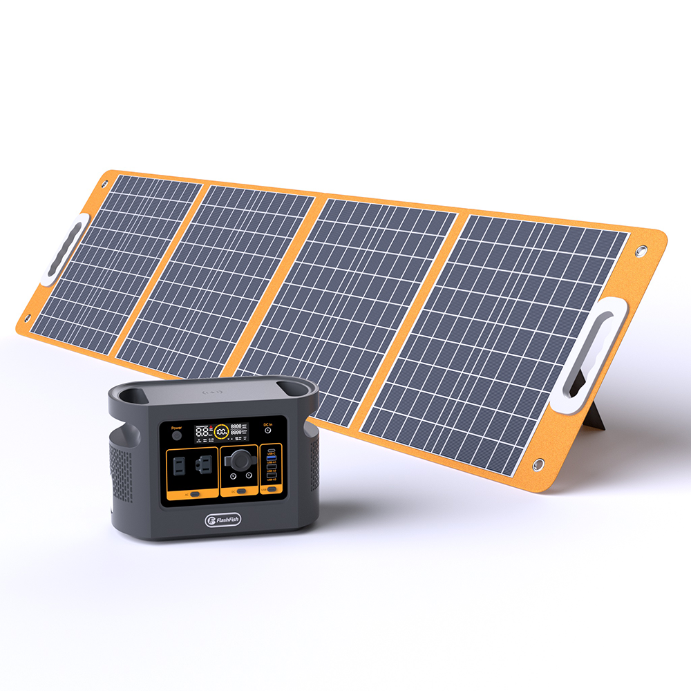 FF FLASHFISH Portable Power Station;  448Wh/140000mAh LiFePO4 Battery Pack;  UPS Solar Generator With 600W (Peak 1000W) AC Output;  100W USB-C;  Backup Power CPAP Battery