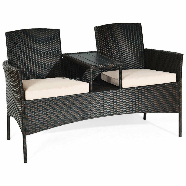 Modern Patio Set with Built-in Coffee Table and Cushions