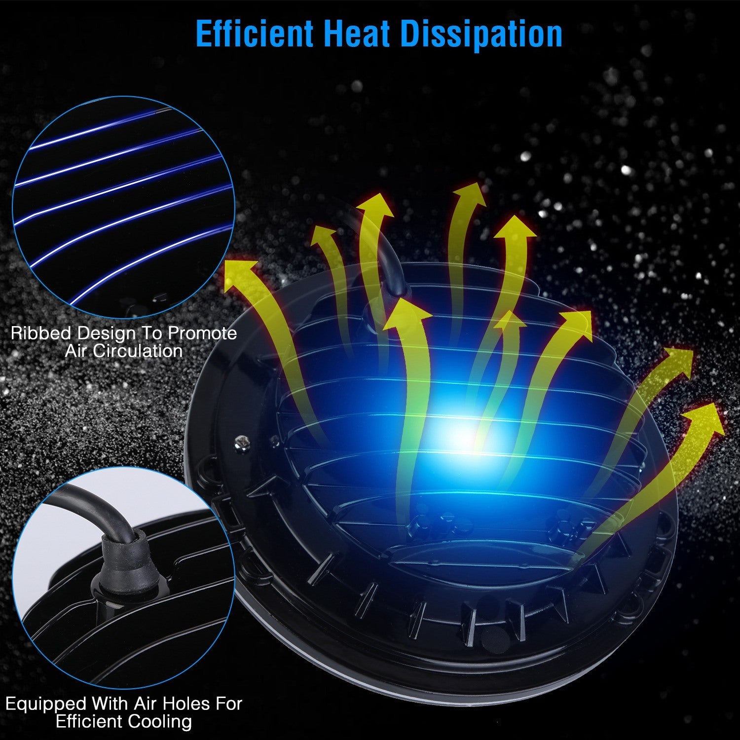 7In 40W Round LED Headlight 3800LM Halo Car Headlamp with DRL Turn Light High Low Beam Fit for Honda Yamaha Motorcycle Jeep Wrangler TJ JK CJ