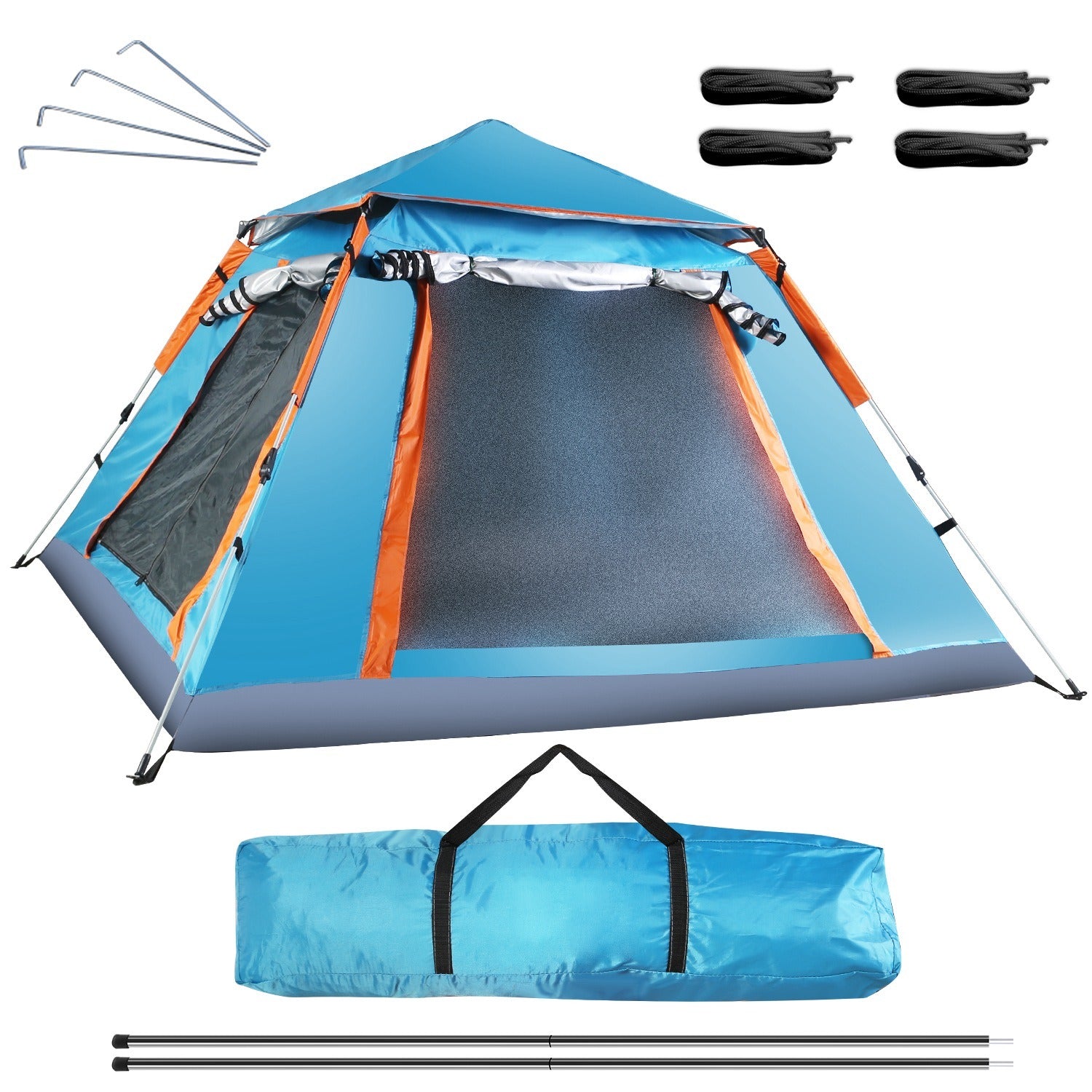 4-5 Person Camping Tent Outdoor Foldable Waterproof Tent with 2 Mosquito Nets Windows Carrying Bag for Hiking Climbing Adventure Fishing