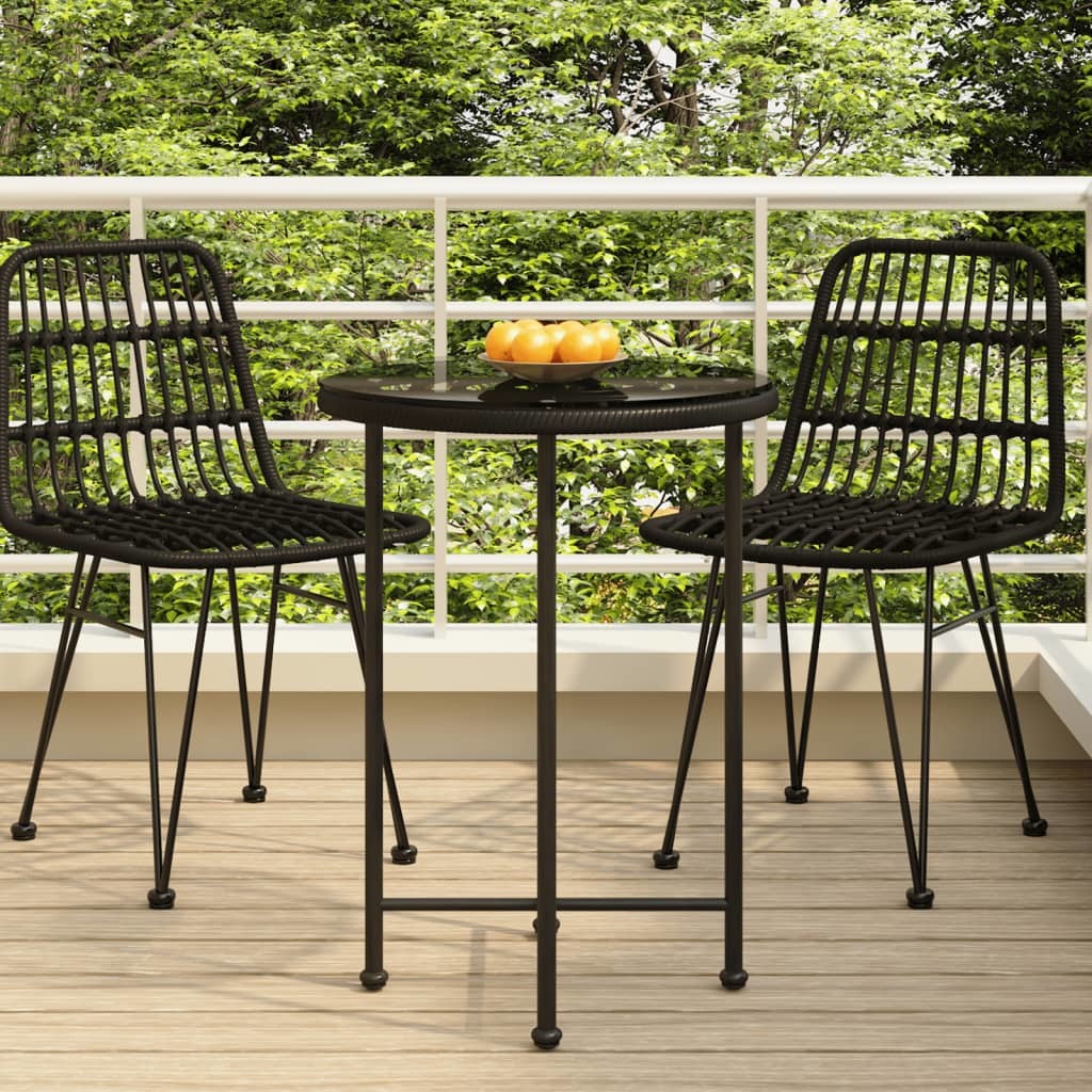 Dining Table Black Ø21.7" Tempered Glass and Steel