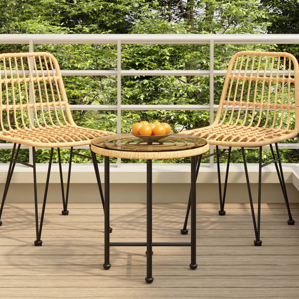 Dining Table Ø19.7" Tempered Glass and Steel