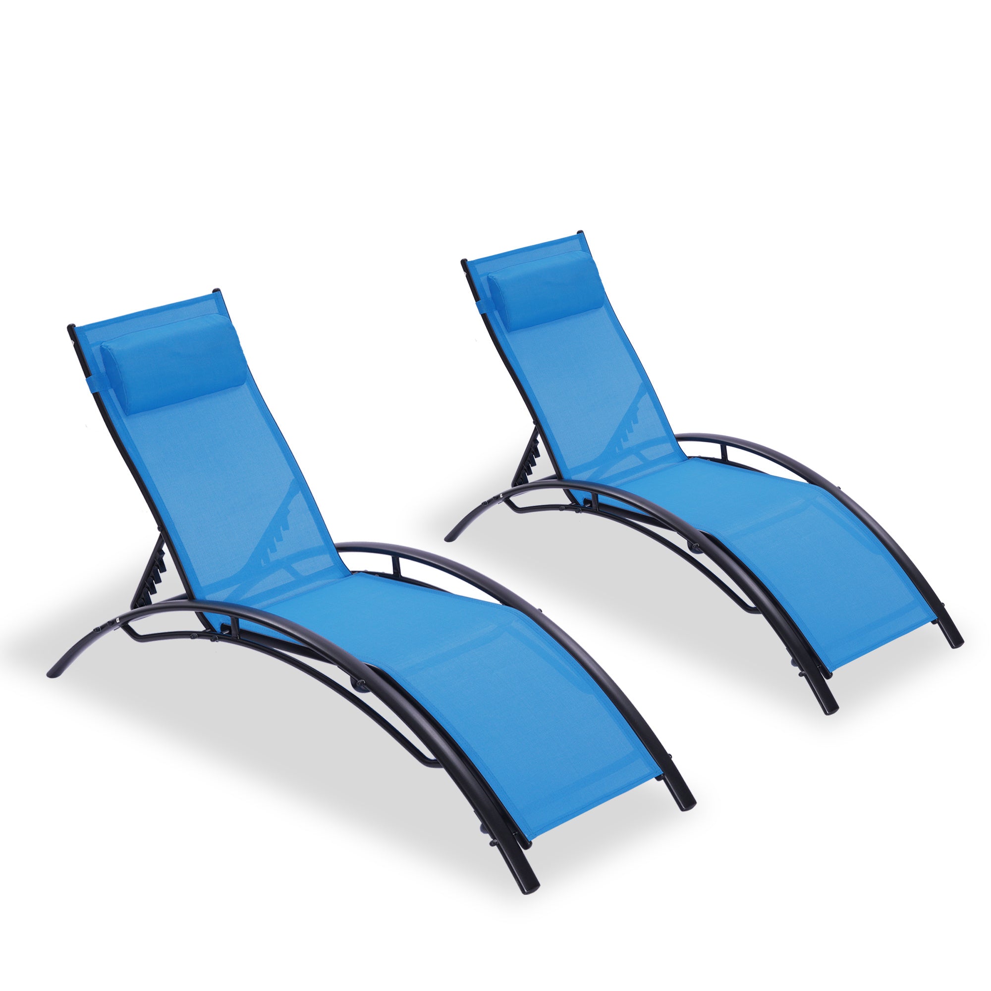 2PCS Set Chaise Lounges Outdoor Lounge Chair Lounger Recliner Chair For Patio Lawn Beach Pool Side Sunbathing