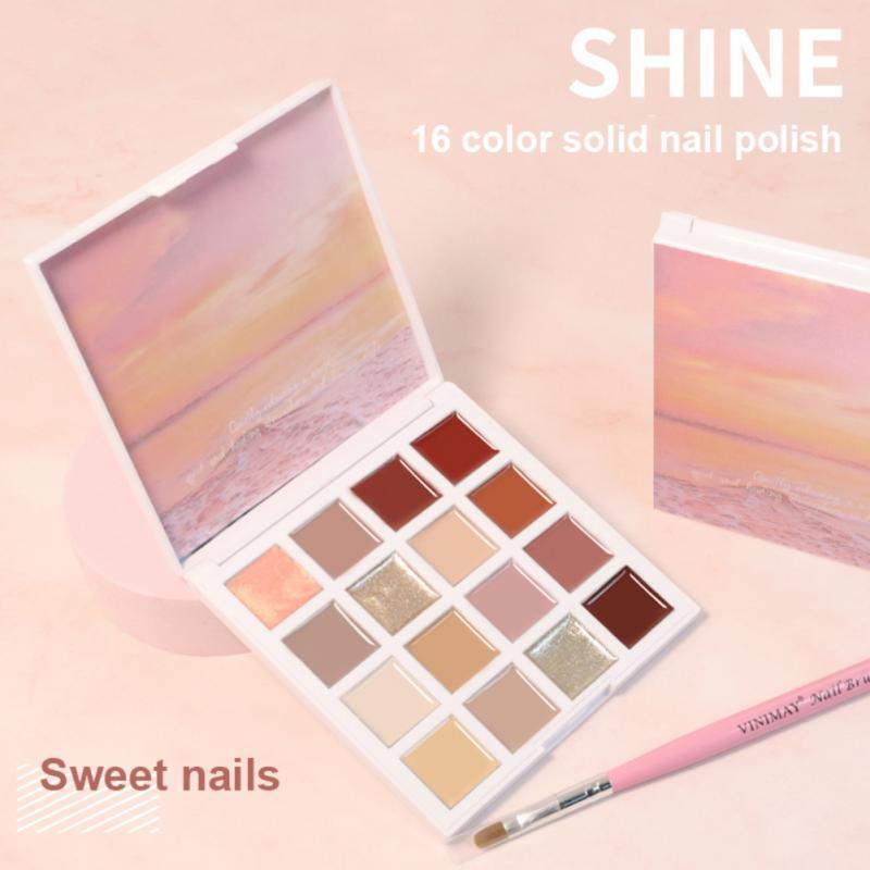 16-Color Painting Gel Nail Polish Palette DIY Solid Cream Manicure Pigment Semi Permanent Nail Salon Varnish Painted Nail Art