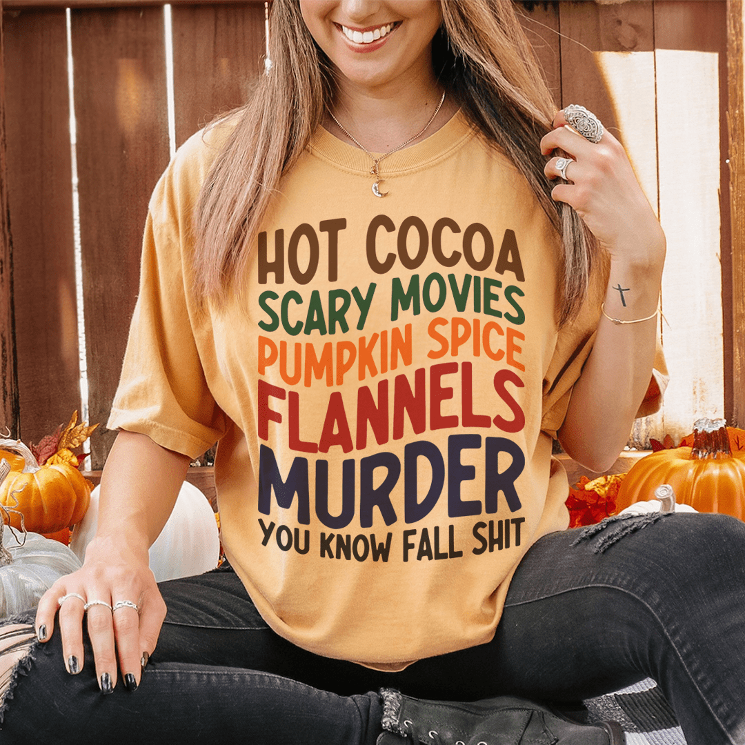 Hot Cocoa Scary Movies Pumpkin Spice Flannels T-Shirt