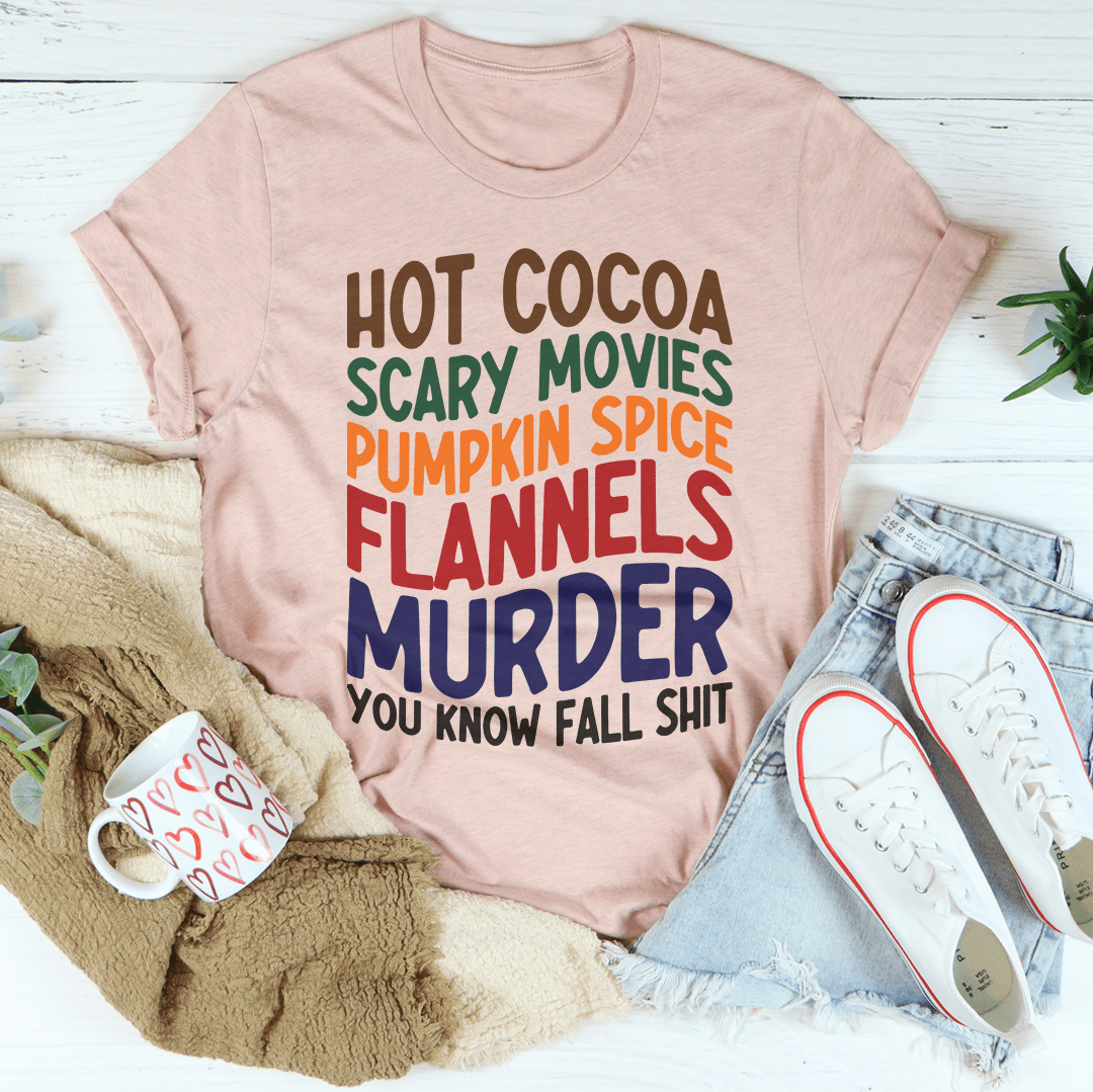 Hot Cocoa Scary Movies Pumpkin Spice Flannels T-Shirt