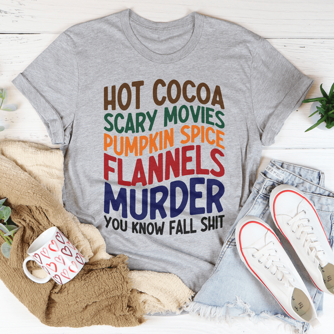 Hot Cocoa Scary Movies Pumpkin Spice Flannels T-Shirt