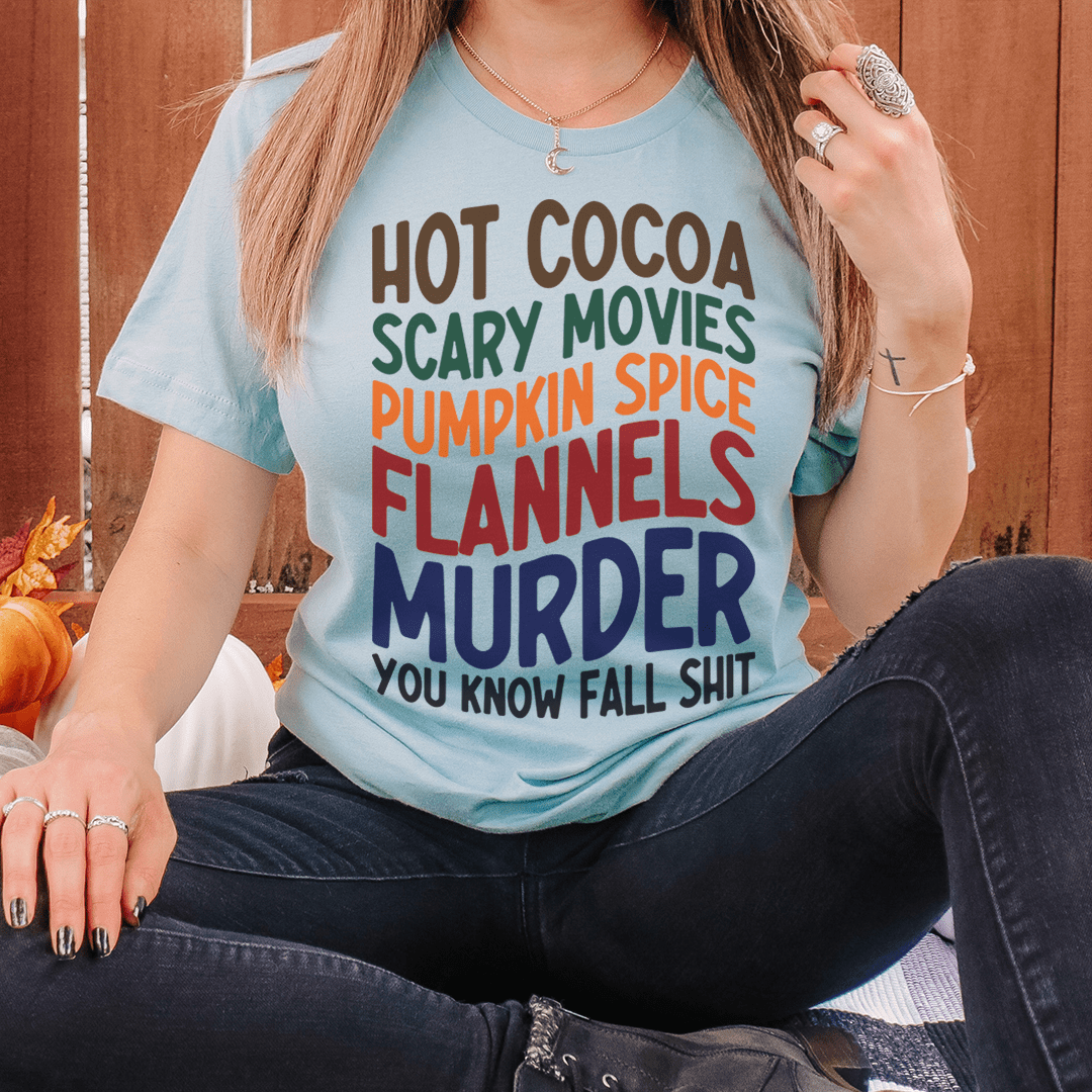 Hot Cocoa Scary Movies Pumpkin Spice Flannels T-Shirt