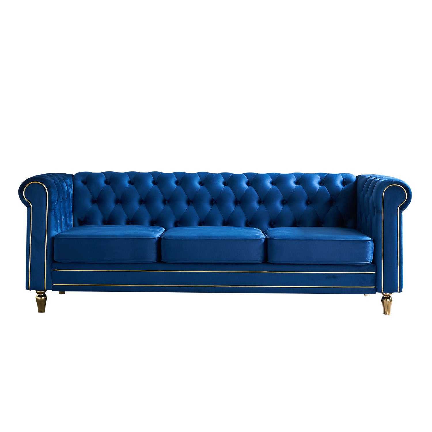 Chesterfield Velvet Sofa 84.65 inch for Living Room BLUE Color