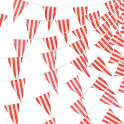 100 Foot Pennant Banner, Red & White Stripe