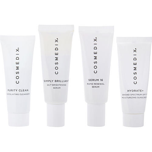 CosMedix by CosMedix Even Skin Tone 4-Piece Essentials Kit: Purity Clean + Simply Brilliant + Serum 16 + Hydrate+ --4x15ml/0.5oz