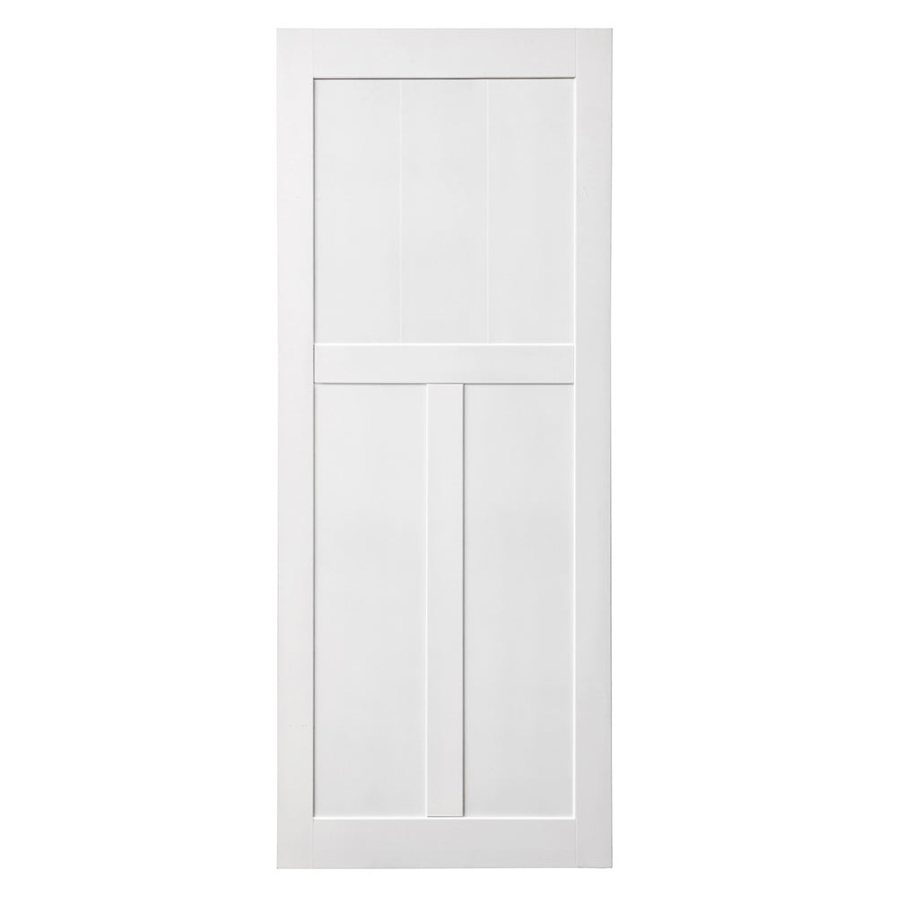 CRAZY ELF 24" x 80" "T" Style Real Primed Door Slab, DIY Panel Door, Modern Interior Barn Door, Water-proof, Anti-deformation, Pre-Drilled Ready to Assemble, Suitable for Pre-hung Door and Barn Door