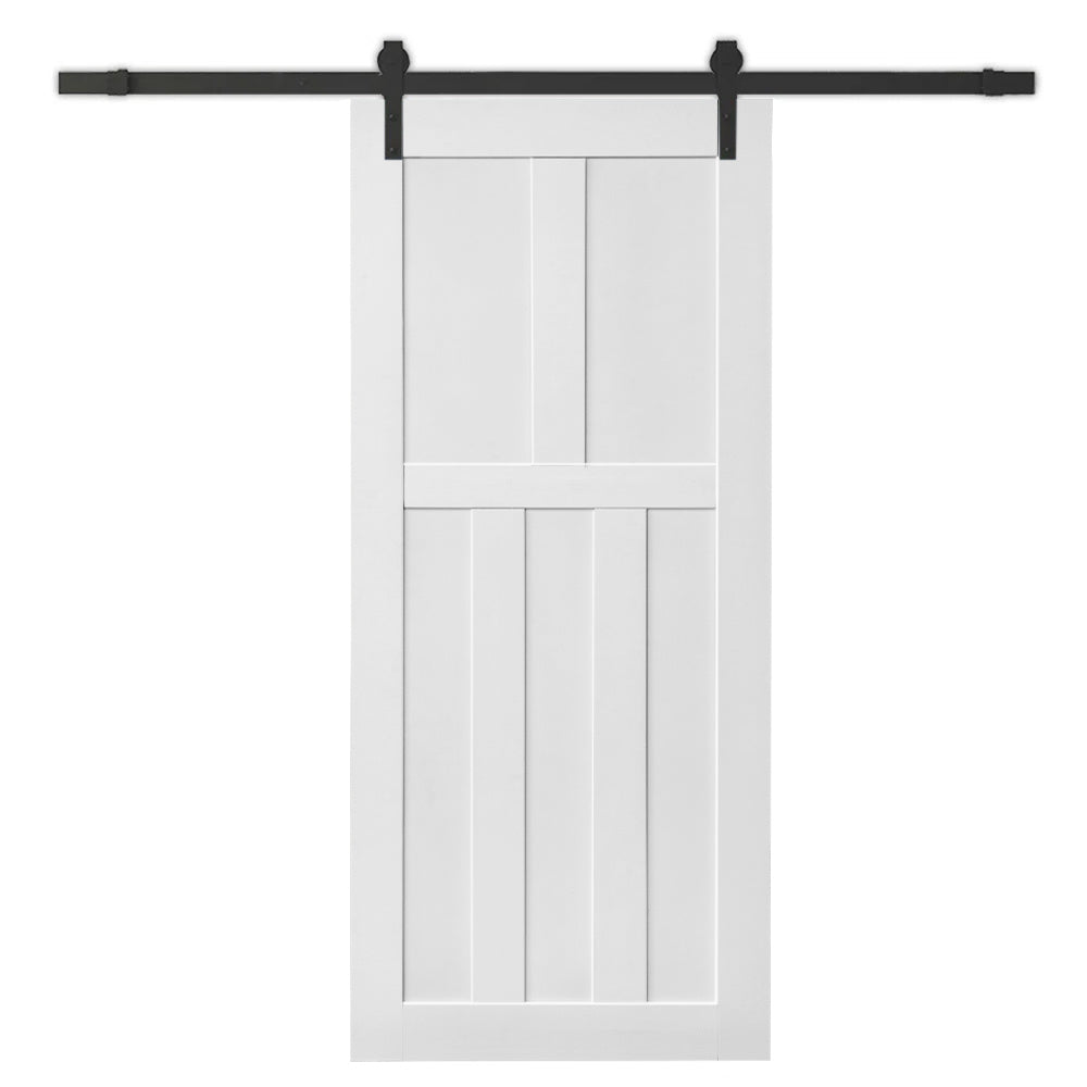 CRAZY ELF 32" x 80" Five Panel Real Primed Door Slab, DIY Panel Door, Modern Interior Barn Door, Moisture-proof, Anti-deformation, Pre-Drilled Ready to Assemble, Suitable for Pre-hung and Barn Door