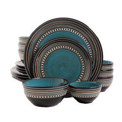 Gibson Elite Caf?? Versailles 16 Piece Double Bowl Dinnerware Set - Blue