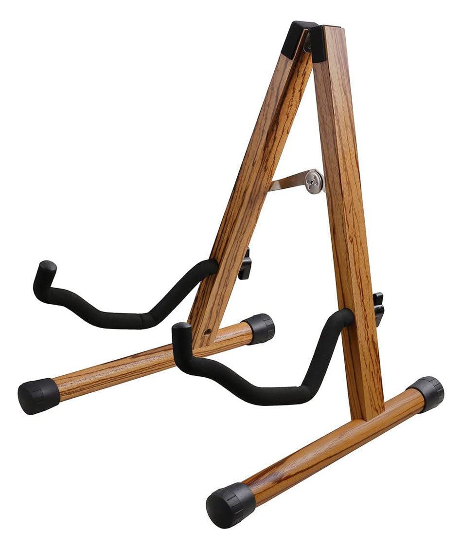 5 Core Guitar Stands • Universal Wooden A-frame Folding Guitar Holder Floor • w Secure Lock • Soft Padding Non-Slip Feet • for Acoustic Classic Electric Guitars- GSS WD