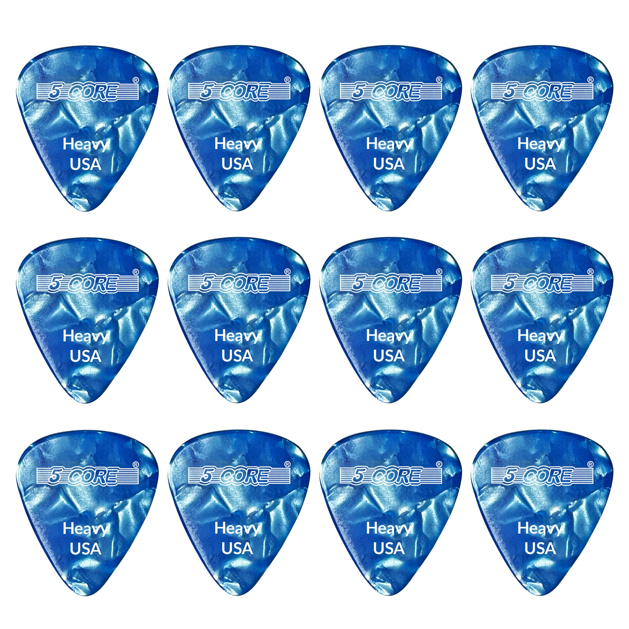 5 Core Guitar Picks | Blue Color Pick for Guitar 12 Pcs | Heavy Gauge Durable Premium Celluloid Guitar Picks 0.96mm- G PICK H BLU 12PK