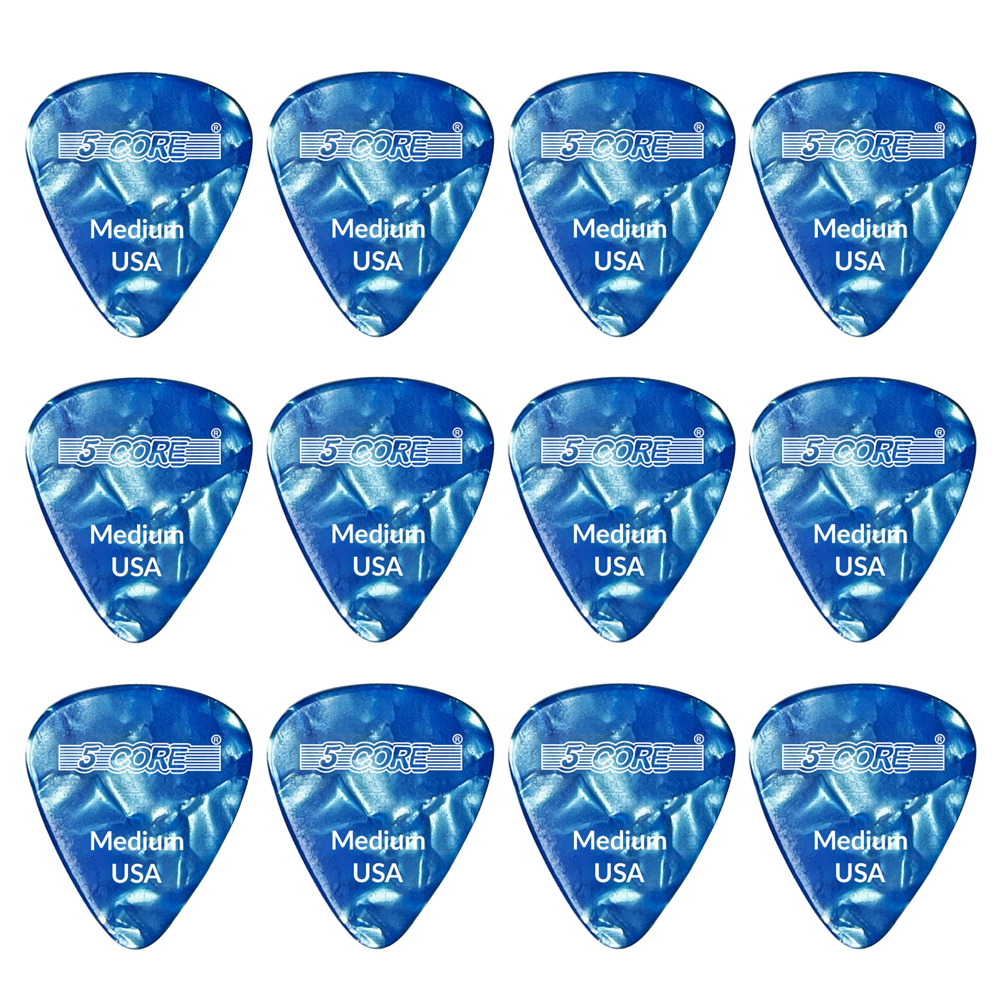 5 Core Guitar Picks | Blue Color Pick for Guitar 12 Pieces | Medium Gauge Durable Premium Celluloid Guitar Picks 0.71mm- G PICK M BLU 12PK