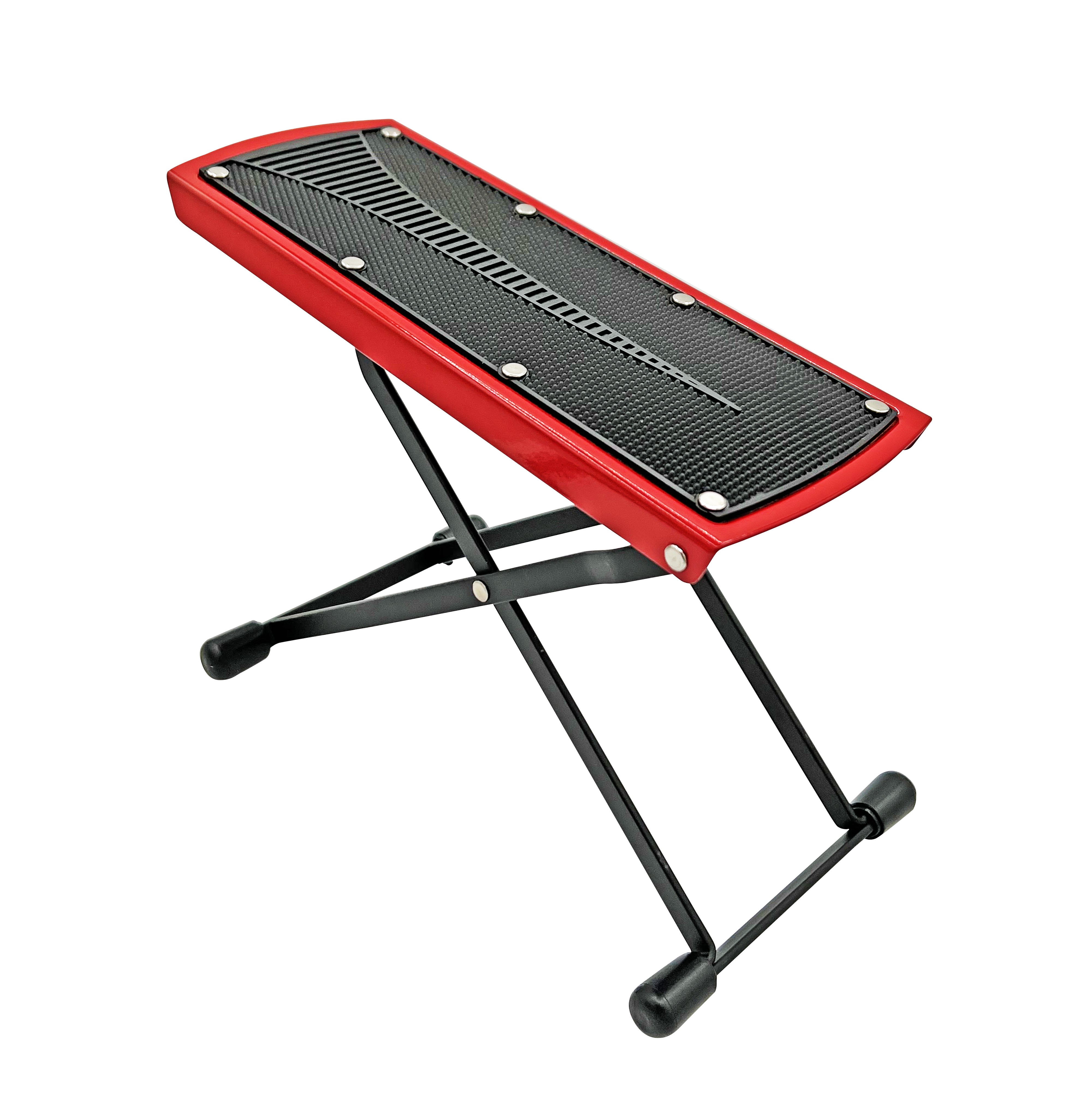 5 Core Guitar Footstool Red| Adjustable Guitar Foot Rest|Solid Iron Guitar Foot Stand with 6-Level Height| Sturdy and Durable Guitar Leg Rest Step- GFS RED