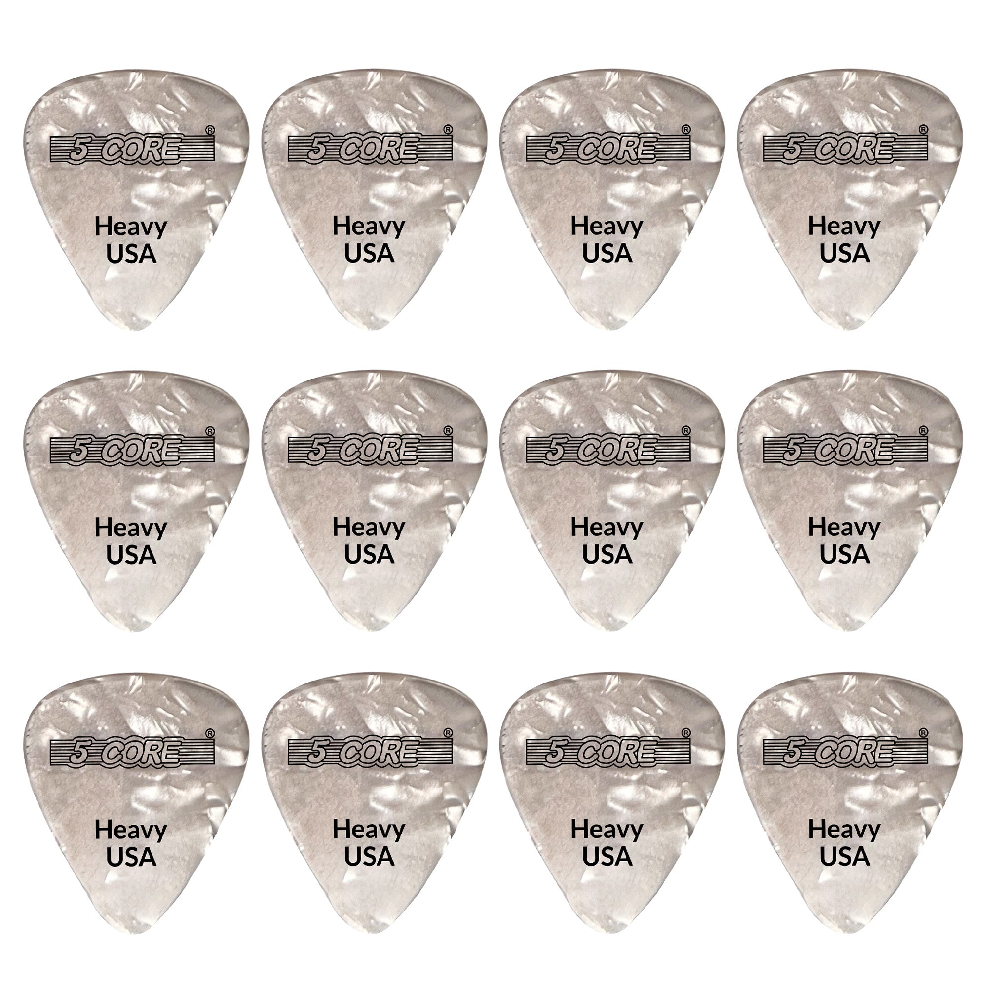 5 Core Guitar Picks | White Color Pick for Guitar 12 Pieces | Heavy Gauge Durable Premium Celluloid Guitar Picks 0.96mm- G PICK H WH 12PK