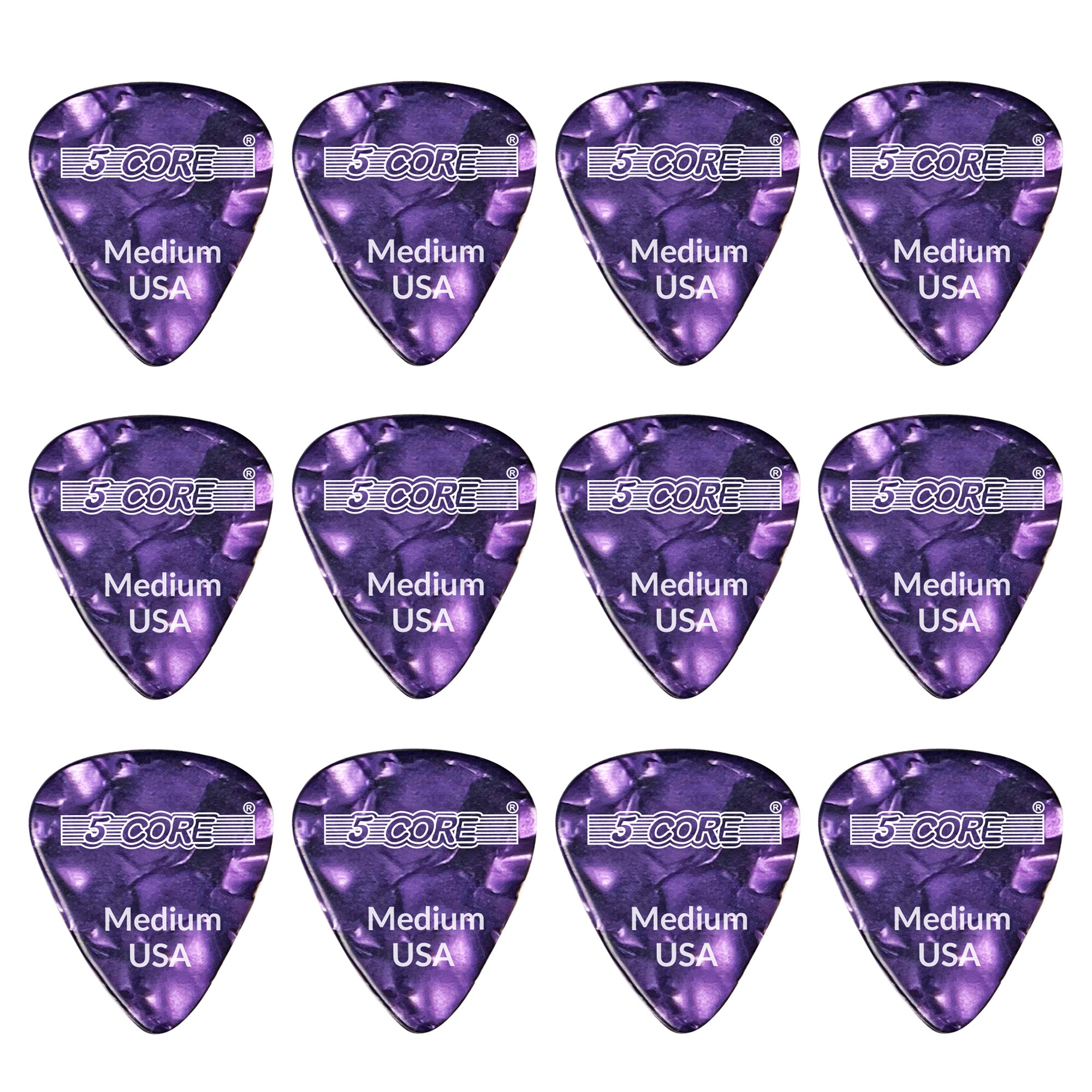 5 Core Guitar Picks | Purple Color Pick for Guitar 12 Pieces | Medium Gauge Durable Premium Celluloid Guitar Picks 0.71mm- G PICK M BLU 12PK