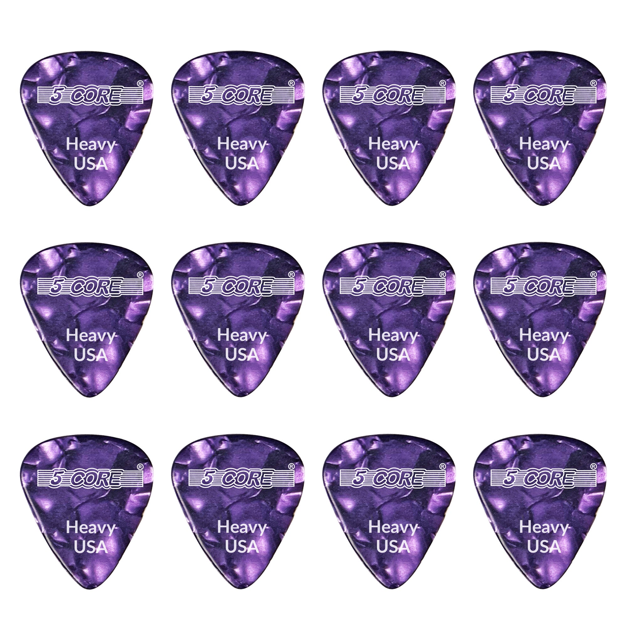 5 Core Guitar Picks | Purple Color Pick for Guitar 12 Pcs | Heavy Gauge Durable Premium Celluloid Guitar Picks 0.96mm- G PICK H PR 12PK