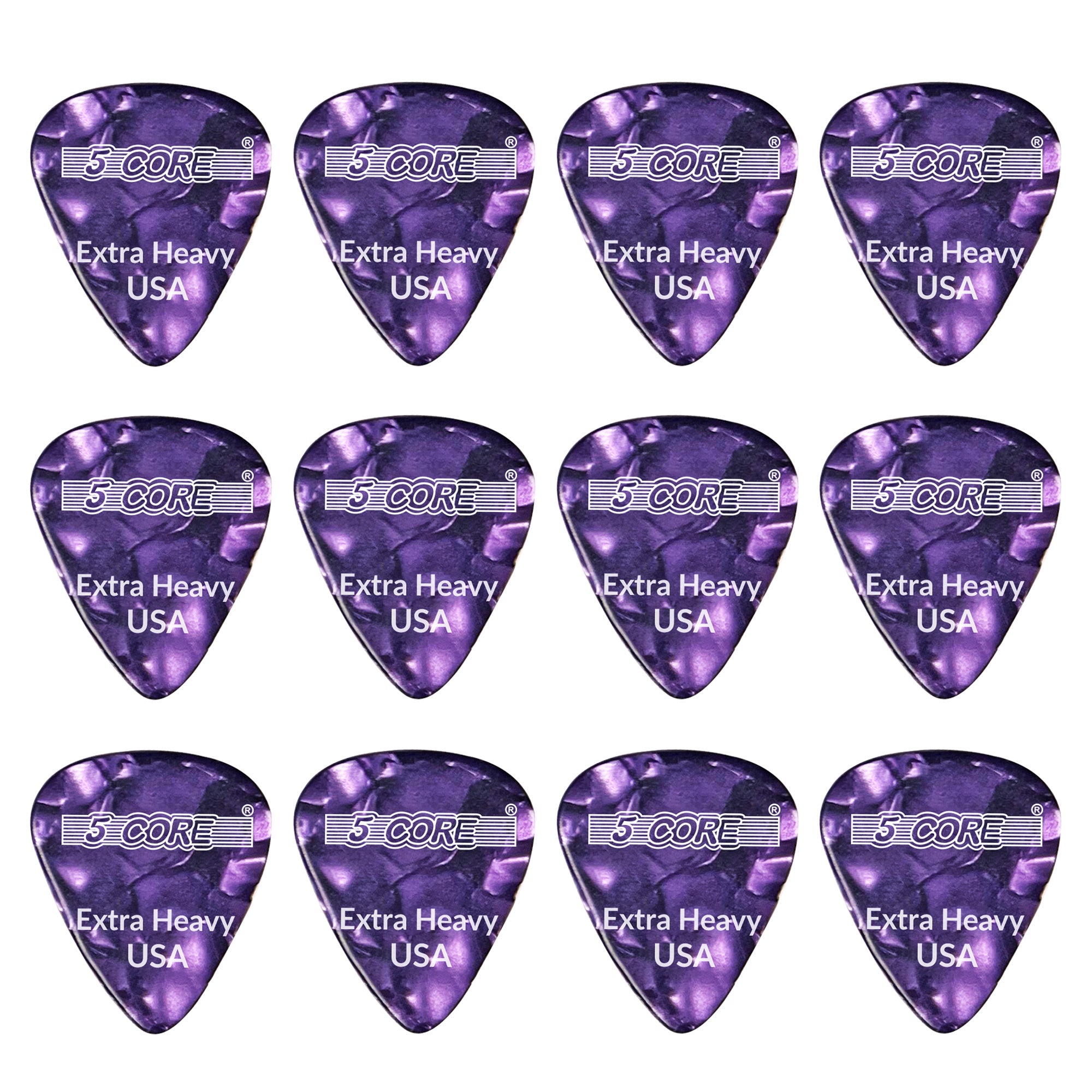 5 Core Guitar Picks | Purple Color Pick for Guitar 12 Pieces | Extra Heavy Gauge Durable Premium Celluloid Guitar Picks 1.2mm- G PICK EXH PR 12PK