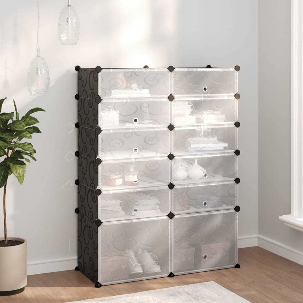 Shoe Rack Black 37"x14.6"x49.2" PP