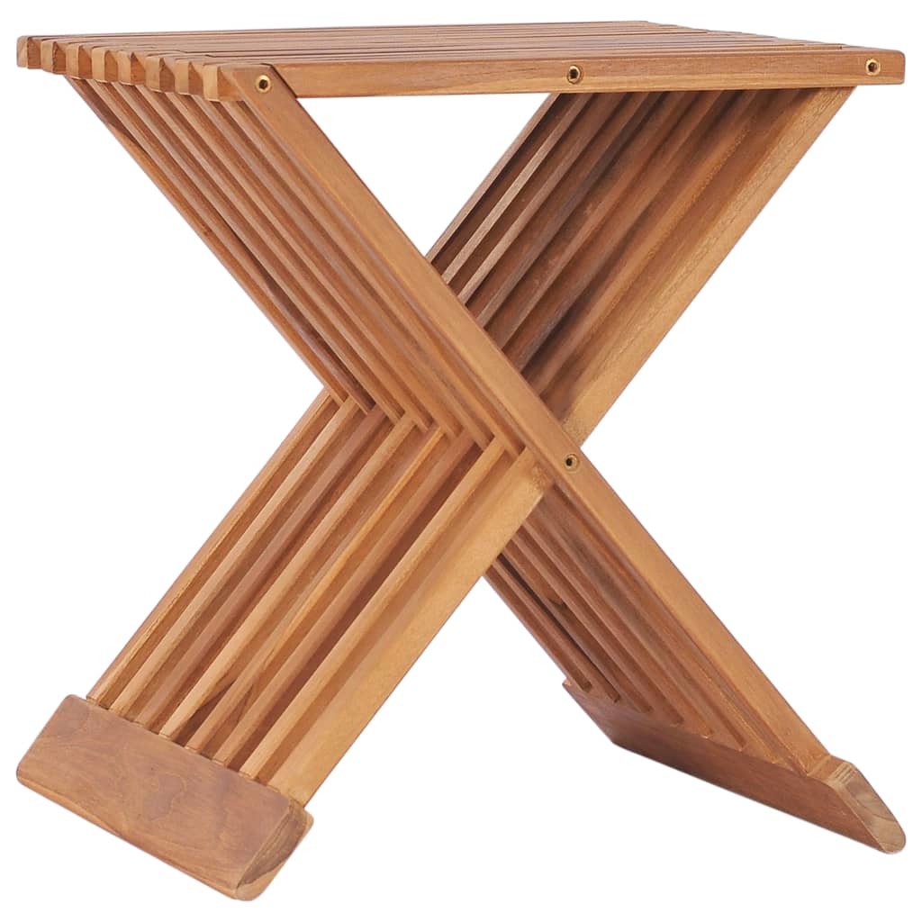 Folding Stool 15.7"x12.6"x17.7" Solid Teak Wood