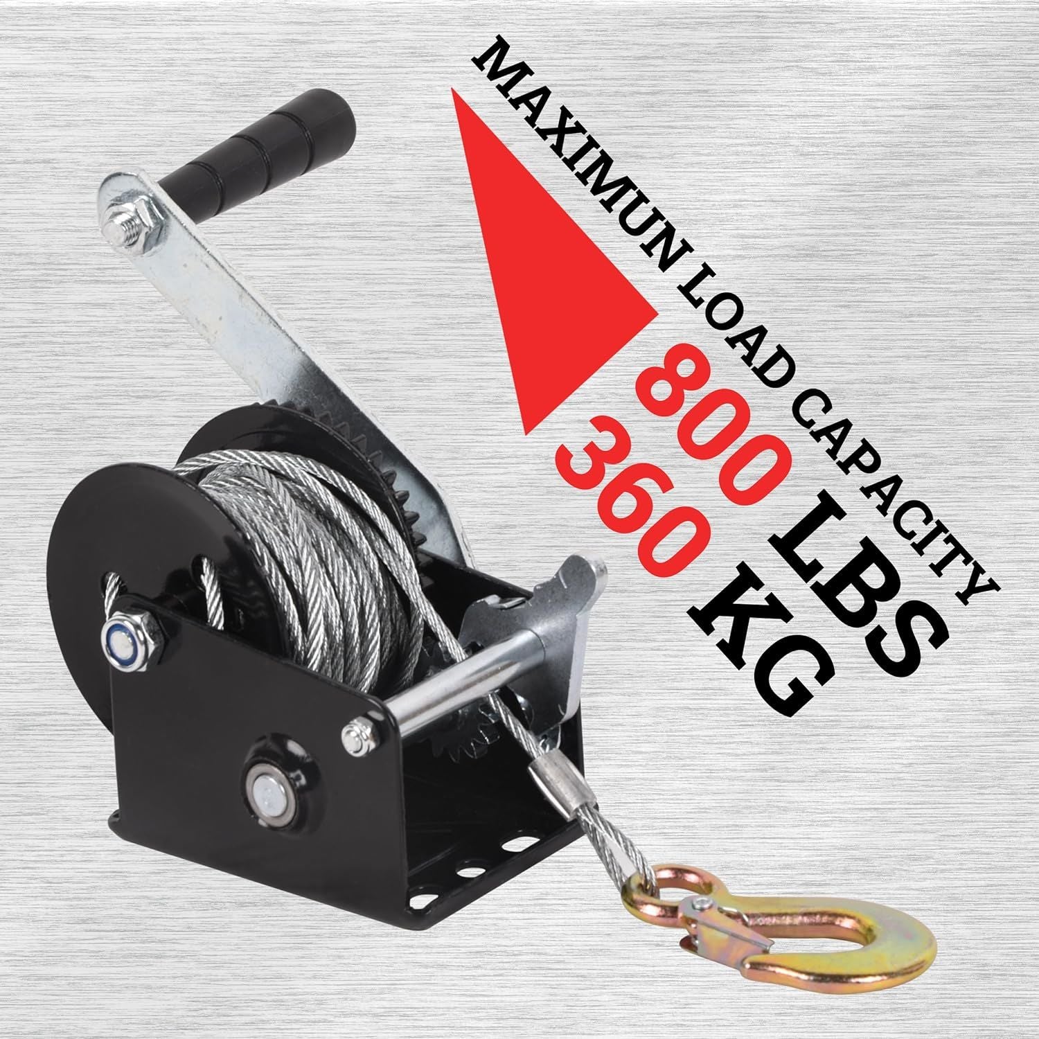 Hand Winch Boat Trailer Winch Heavy Duty Hook Steel Cable, Ratchet Manual Operated Winch for Trailers ATV UTV Boat Marine