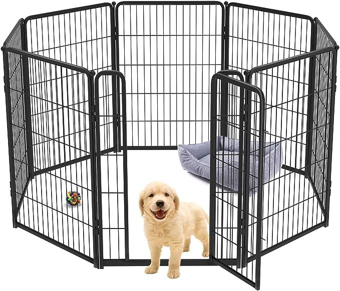 Dog Playpen Designed for Camping, Yard , 32" Height for Medium/Small Dogs, 8Panels