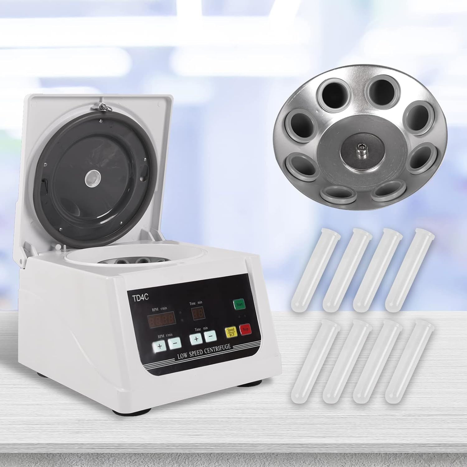 Electric Centrifuge Machine 15ml x 8 Desktop Lab Centrifuge Machine Medical Centrifuge w/Timer and Speed Control for Plasma PRP Blood PRP, 4000 RPM, 9