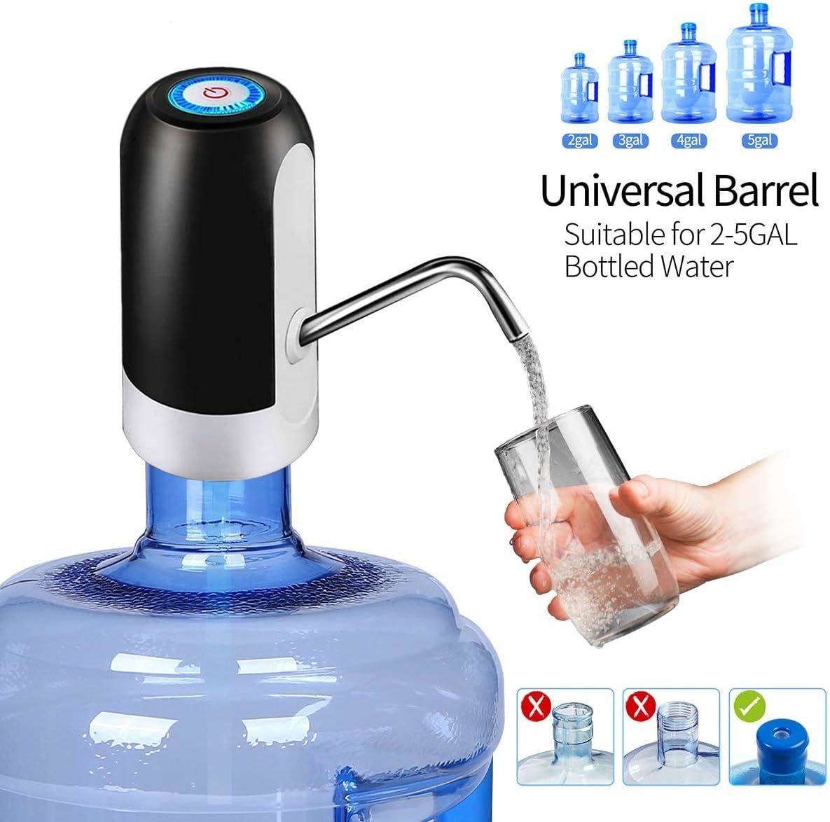 Water Bottle Pump 5 Gallon Water Bottle Dispenser USB Charging Automatic Drinking Water Pump Portable Electric Water Dispenser Water Bottle Switch