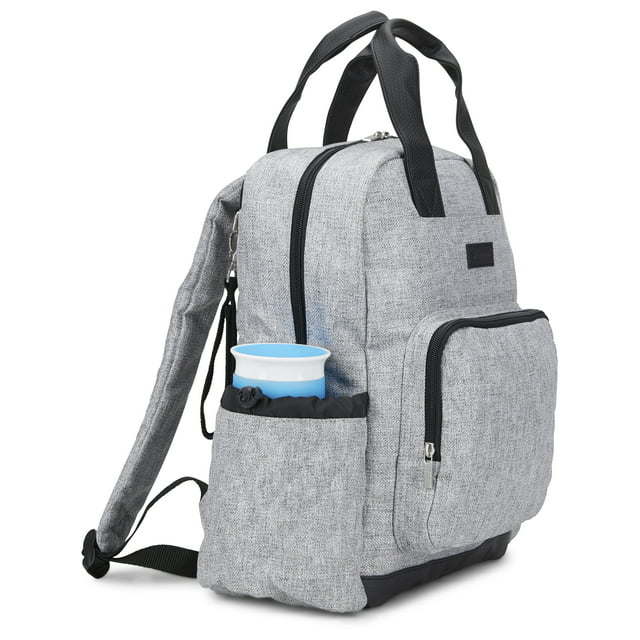 Monbebe Rebel Diaper Bag Backpack with Changing Pad and Stroller Hooks, Grey