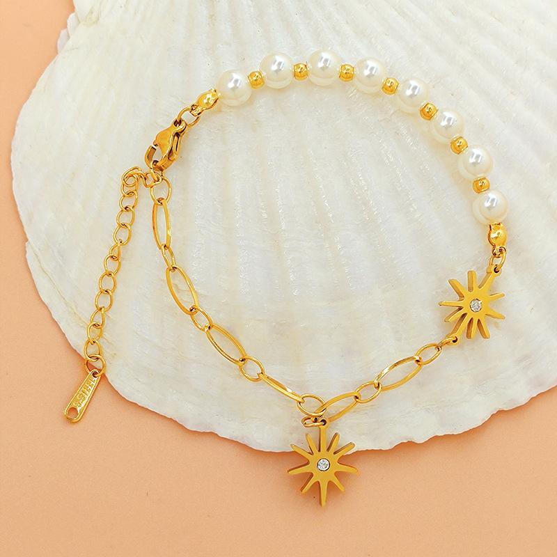 French niche design string star pearl bracelet female retro ins wind net red tide hand jewelry wholesale