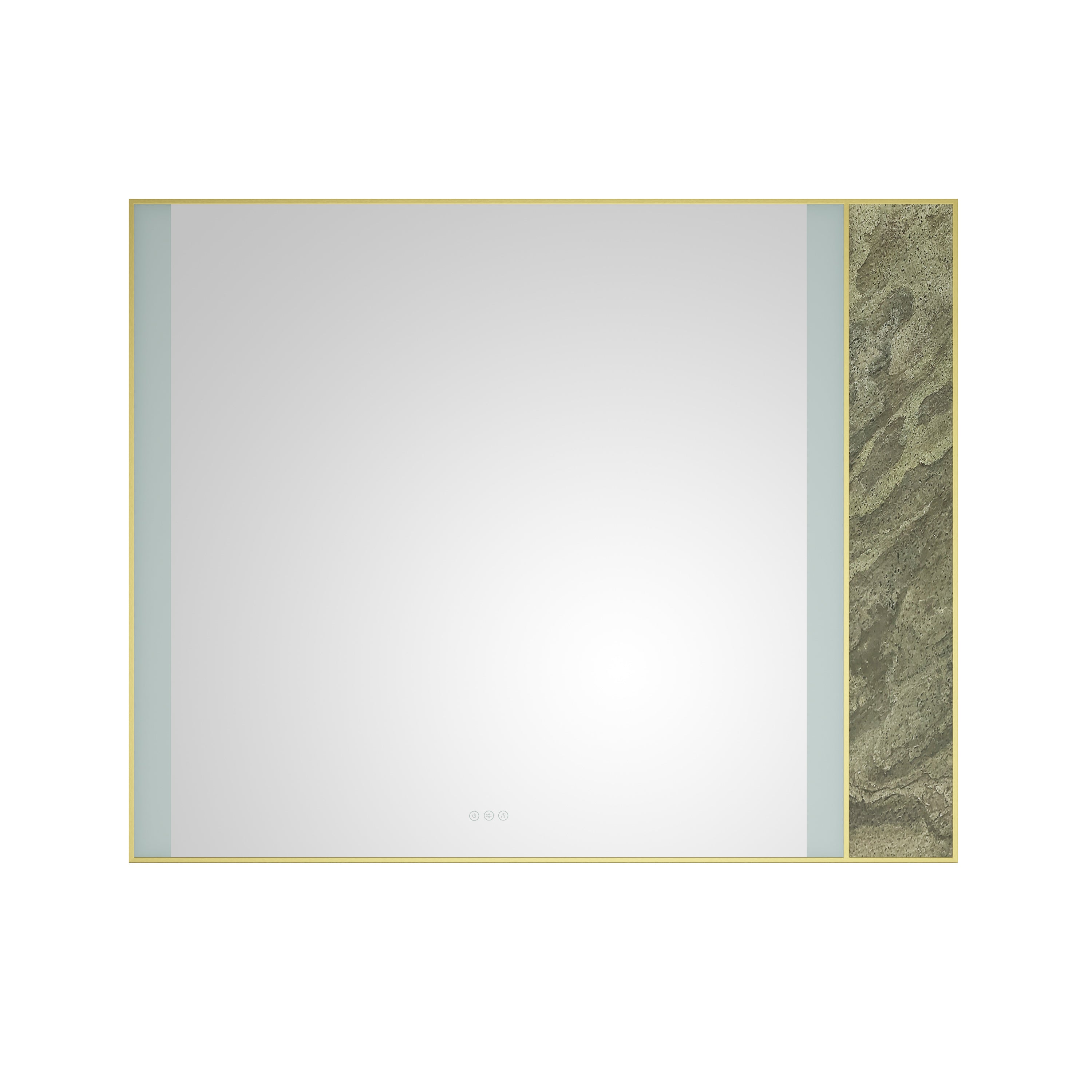 60in. W x 48 in. H LED Lighted Bathroom Wall Mounted Mirror with High Lumen+Anti-Fog Separately Control Natural stone decoration decoration follows LED changes bedroom full-length mirror bathroom