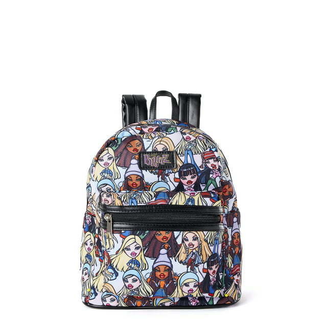 Bratz Women's All Over Print Nylon Mini Backpack, Black Multi-Color