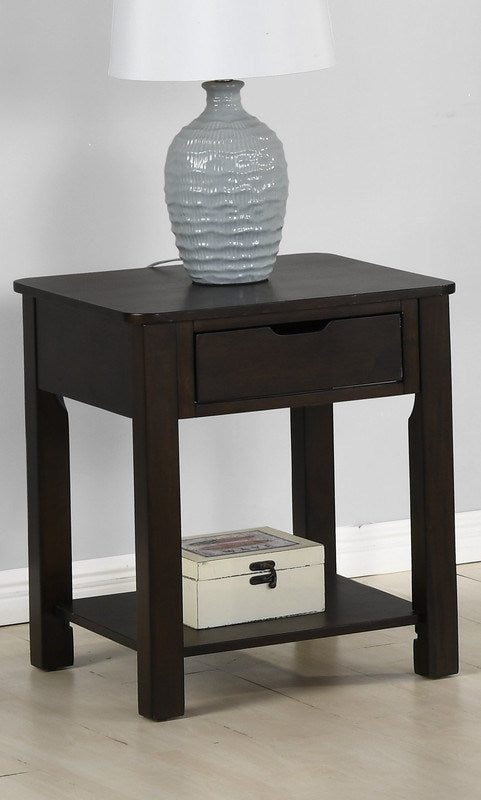 Flora 20" Dark Brown MDF End Table with Drawer