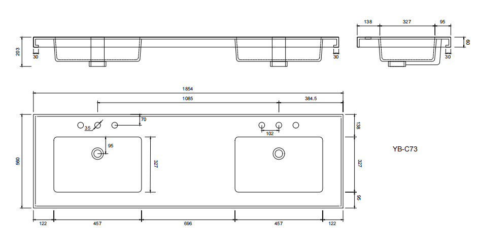 Amani limestone plate countertop73 "x 22" , CUPC ceramic sink and three-hole faucet hole with backsplash