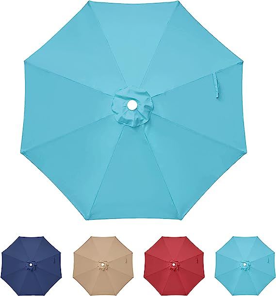 9' Patio Umbrella Replacement Canopy Outdoor Table Market Yard Umbrella Replacement Top Cover, Turquoise