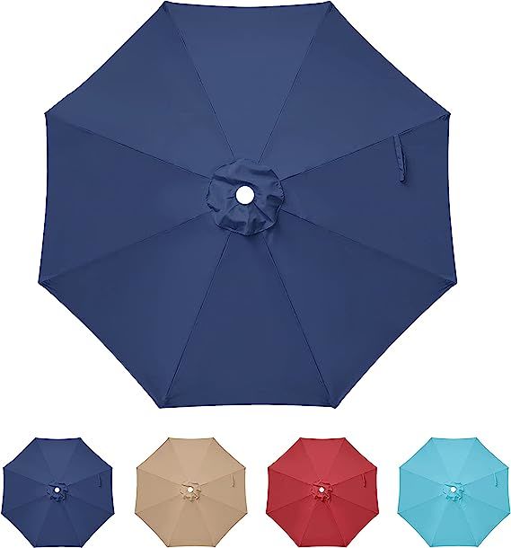 9' Patio Umbrella Replacement Canopy Outdoor Table Market Yard Umbrella Replacement Top Cover, Dark Blue