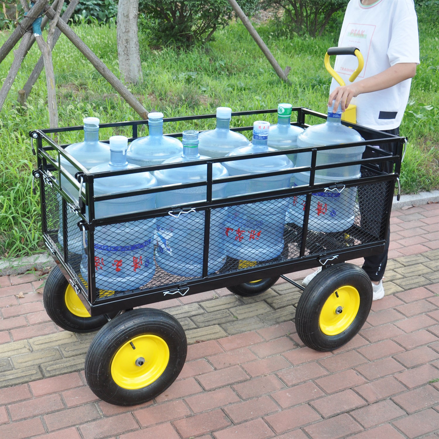 Big Wagon Cart Garden cart trucks make it easier to transport firewood Yellow+BlackB