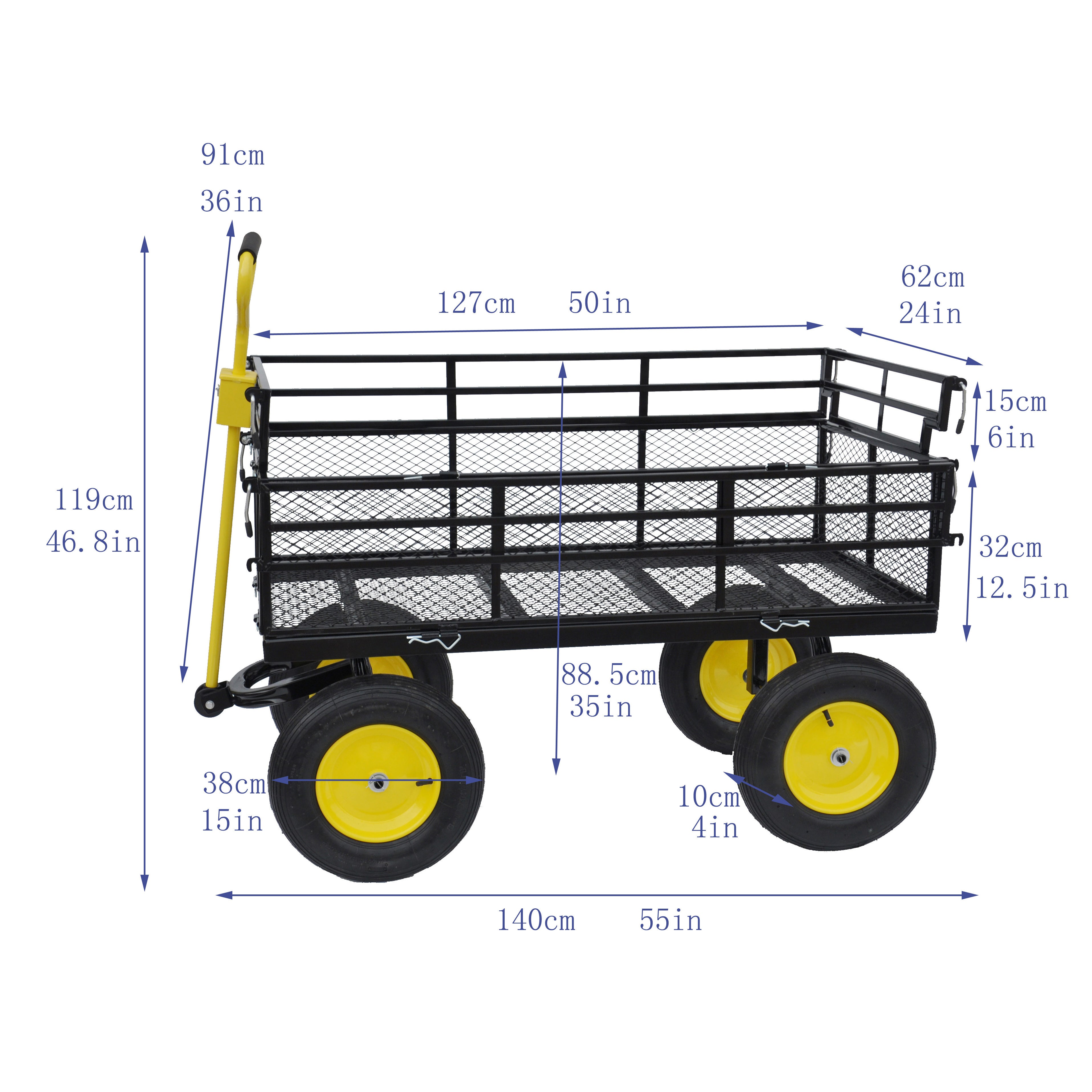 Big Wagon Cart Garden cart trucks make it easier to transport firewood Yellow+BlackB