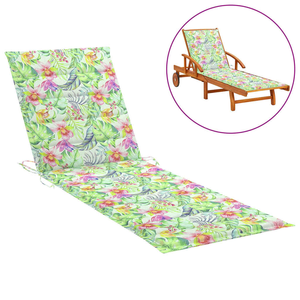 Sun Lounger Cushion Leaf Pattern 78.7"x23.6"x1.2" Oxford Fabric