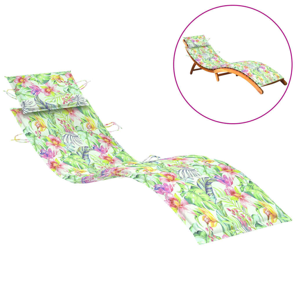 Sun Lounger Cushion Leaf Pattern 73.2"x22.8"x1.2" Oxford Fabric