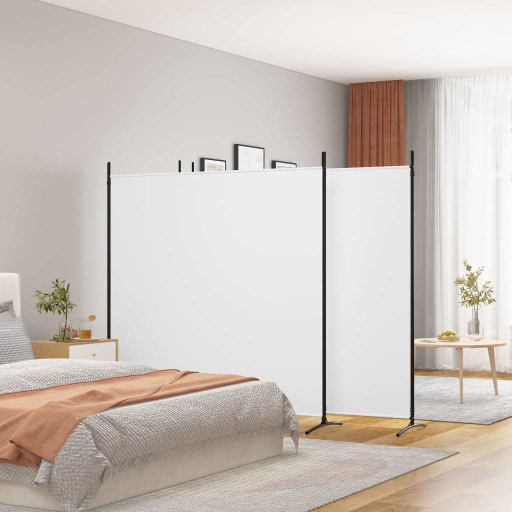 4-Panel Room Divider White 274.8"x70.9" Fabric